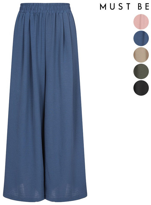 머스트비 허리밴딩 핀턱 와이드 팬츠 (여성 팬츠)