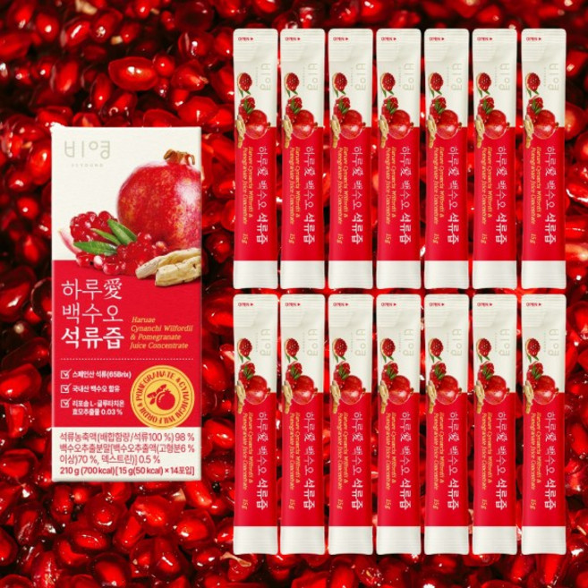 [이츠라이프] 1일 한포 하루애 백수오 석류즙 스틱형 리얼 스페인산 농축액 엄마 선물 갱년기, 14개, 15g