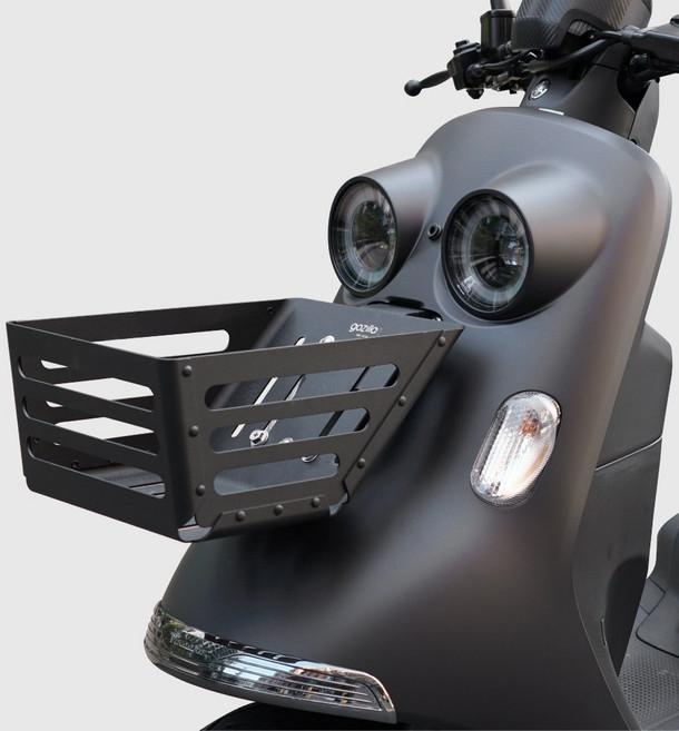 Xilla 山葉 YAMAHA VINOORA 125 小小兵改裝配件, 1個, 鋁合金消光黑烤漆菜籃+專屬轉接座+工具包, 消光黑