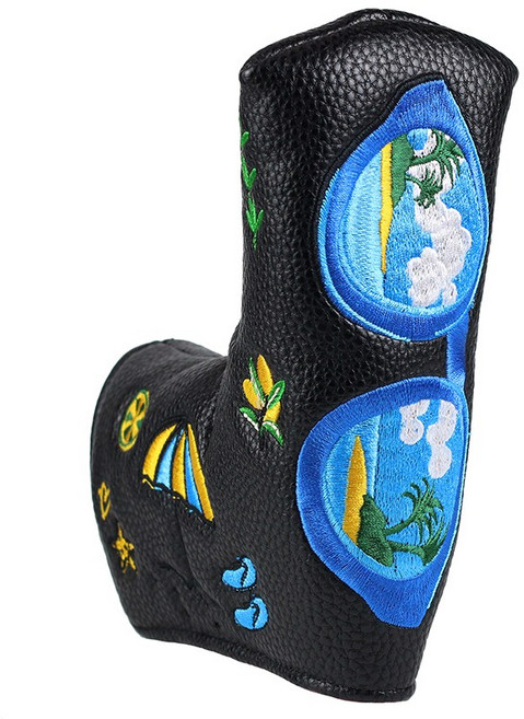 우소프 일자형 말렛형 골프 헤드 자석 퍼터 커버, 선글라스 블랙 일자형