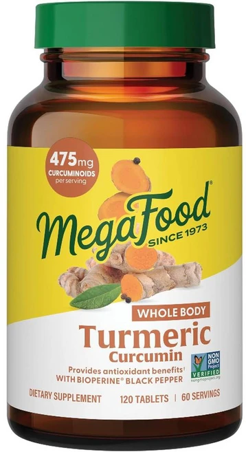 메가푸드 훌 바디 터메릭 커큐민 475mg MegaFood Turmeric Curcumin, 1개, 120정 - 쿠팡
