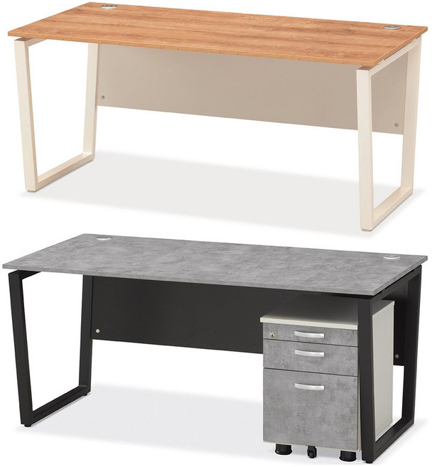 멜론 책상 사무용 사무실 컴퓨터 책상, 블랙다리, 콘크리트 상판