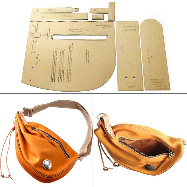 1 세트 DIY 크래프트 종이 템플릿 새로운 트렌드 남자 가슴 가방 Crossbody 가방 가죽 공예 패턴 DIY 스텐실 바느질 패턴 28cm * 36cm, 보여진 바와 같이, 1개