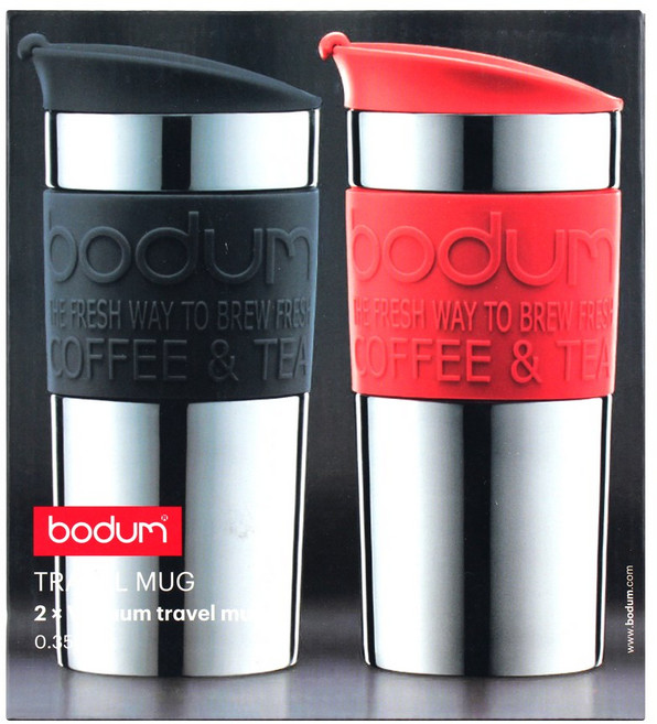 보덤 트래블 머그 2P 보온 350ml 2개 여행 캠핑 휴대용 뚜껑 스텐 잔 컵 텀블러