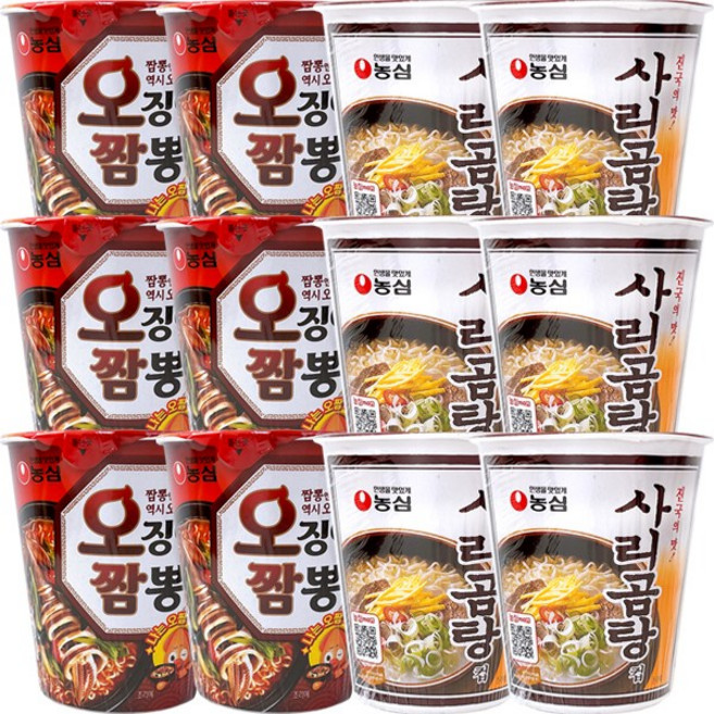 농심 오징어짬뽕 소컵 6개 + 사리곰탕 소컵 6개, 12개