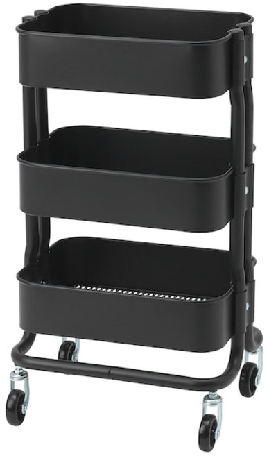 이케아 로스훌트 트롤리 수납함 소형 이동식 미용 주방 철제카트, 2.블랙