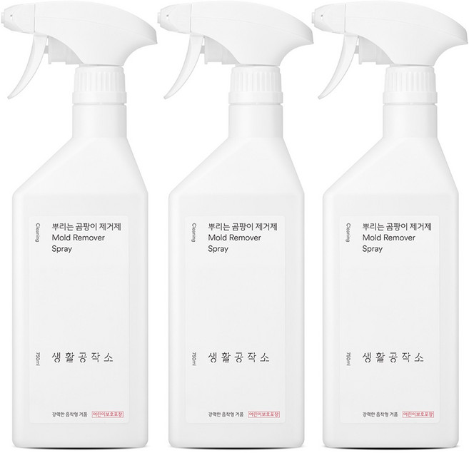 생활공작소 뿌리는 곰팡이 제거제, 750ml, 3개