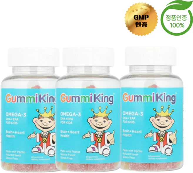 구미킹 어린이 DHA 오메가-3 구미, 60정, 3개 - 쿠팡