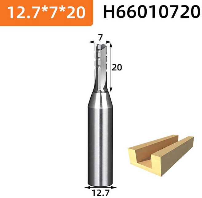 HUHAO TCT 스트레이트 트리밍 라우터 조각 나무 플루트 슬롯 합판 커터 엔드 밀링 생크 MDF 비트, H66010720, 1개