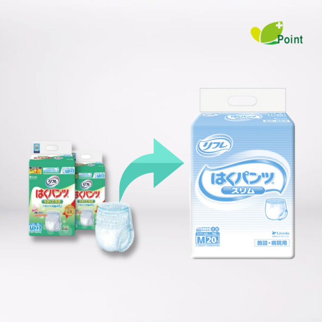 리후레 신축형 슬림팬티 M20 요실금 기저귀 중형 일본 성인용기저귀 (20매x4팩/6팩/7팩)