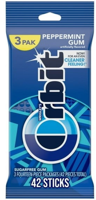 오르빗 Orbit 페퍼민트 슈가프리 츄잉껌 트래블에센셜 3개입 2세트