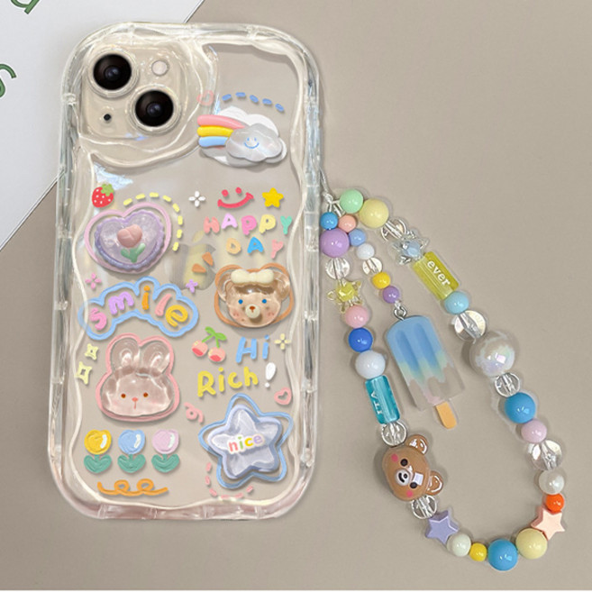 오엔이 래빗베어 스트랩 클리어 케이스