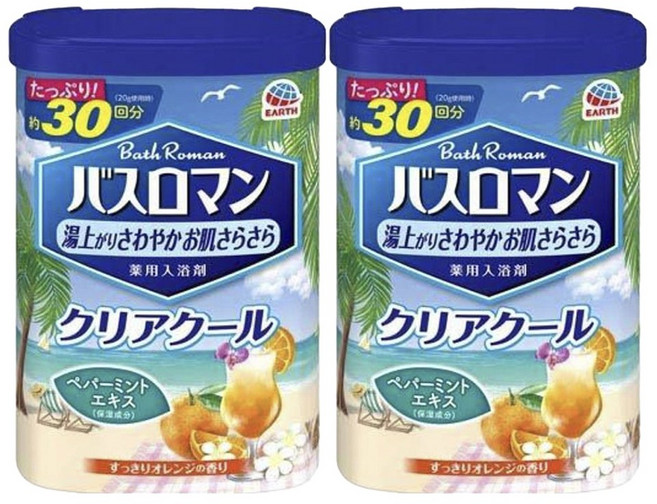 바스로망 약용 입욕제 클리어 쿨 산뜻한 오렌지향, 600g, 2개