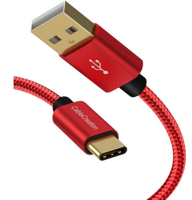 CableCreation USB C 케이블 10FT A to 땋은 고속 충전 3A 480Mbps 데이터 맥북 에어 크롬북 픽셀 갤럭시 호환 S22 S21 S10 등 3M 스페이, 2FT, Red, 1