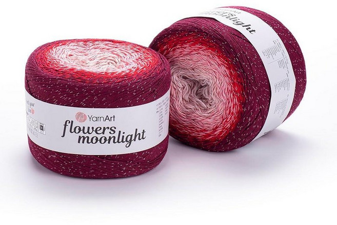 YarnArt Flowers Moonlight – 메탈릭 루렉스가 있는 그라데이션 면 아크릴 실 250g(9.17온스) 1093야드 - 코바늘 뜨개질 뜨개질 숄 및 DI, 3269