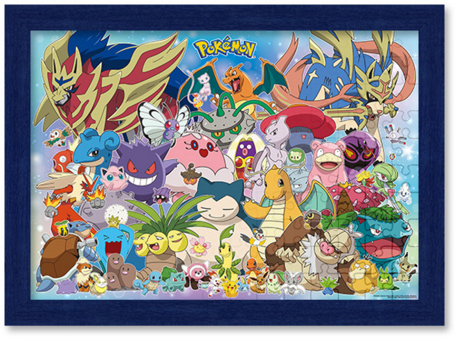 1000피스 직소퍼즐+액자세트 - 포켓몬스터 컬렉션 (액자포함), 직소퍼즐, 고급형 우드액자 (슬림 블루), 1개