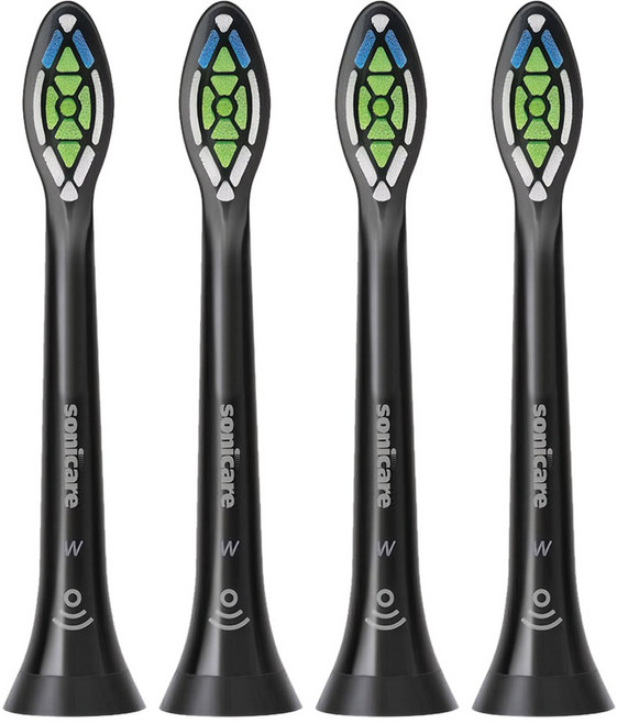 필립스 소닉케어 정품 W 다이아몬드클린 칫솔모 4개 블랙 HX6064/95, Brush Heads, Black