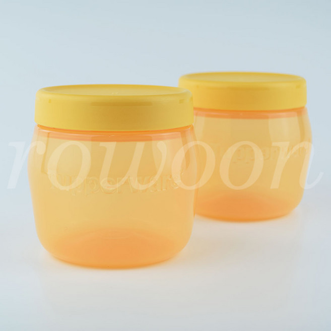타파웨어 다담자 325ml (2개) 연주황 잡곡통 견과류통 꿀통 쨈병 고추장 된장 소스 저장병, 2개