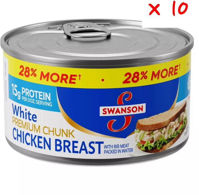 스완슨 프리미엄 화이트 청크 치킨 브레스트, 354g, 10개