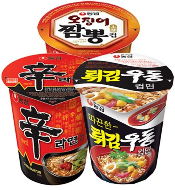 신라면컵 6개 + 오징어짬뽕컵 6개 + 튀김우동컵 6개, 1개