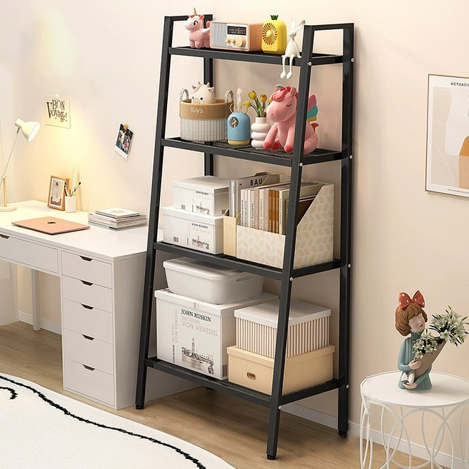 SeekFun 다용도 수납 선반 공간 활용 간신 트롤리 창고 정리 선반 튼튼한 렌지대 주방 선반 다층 진열대 정리대 블랙 화이트 4단 5단