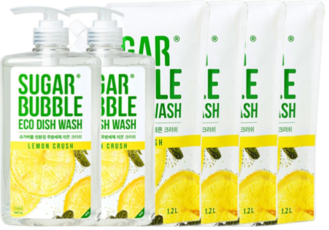 슈가버블 친환경 에코 주방세제 레몬크러쉬 940ml x2 + 1.2L x4, 1세트, 6.68L