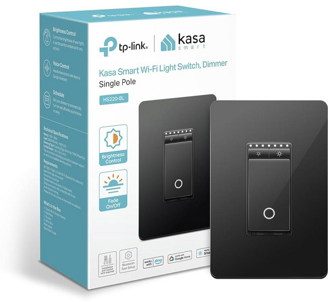 카사 스마트 라이트 스위치 HS200 단극 중성선 필요 2.4Alexa 및 Google 홈에서 작동하는 GHz WiFi 조명 스위치 UL 인증 허브 필요 없음 화이트, Black, Dimmer, 1개