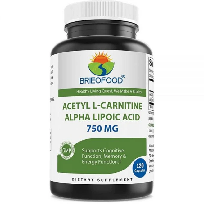 Brieofood 아세틸 L-카르니틴 알파 리포산(ALA ALC) 750mg 120캡슐, 알약/캡슐, 1개, 120정 - 쿠팡