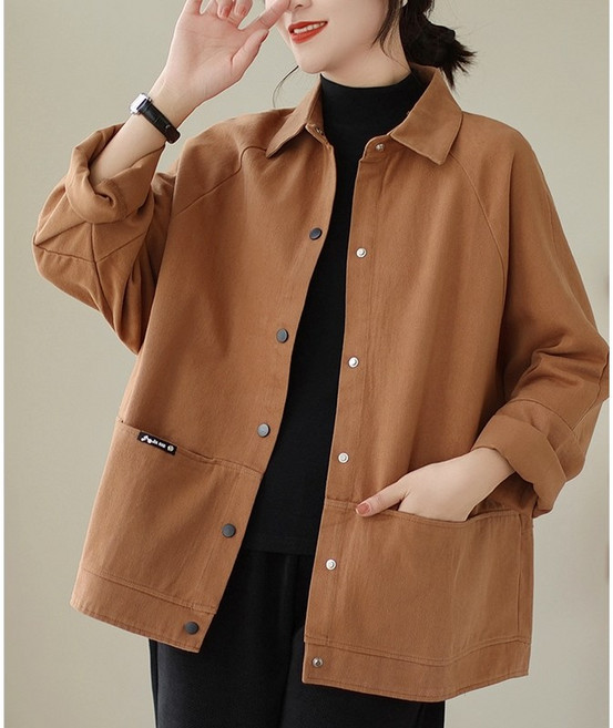 AC3031 여자 가을 봄 고퀄 코튼 면혼방 카라넥 하프기장 단추 루즈핏 베이직 바람막이 자켓 재킷 점퍼 잠바 아우터 코트 캐주얼 데일리룩