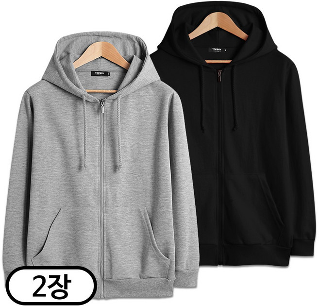 탑보이 2장 세트 국내생산 특양면 무지 후드집업 빅사이즈 M-5XL (SCC5221PT)