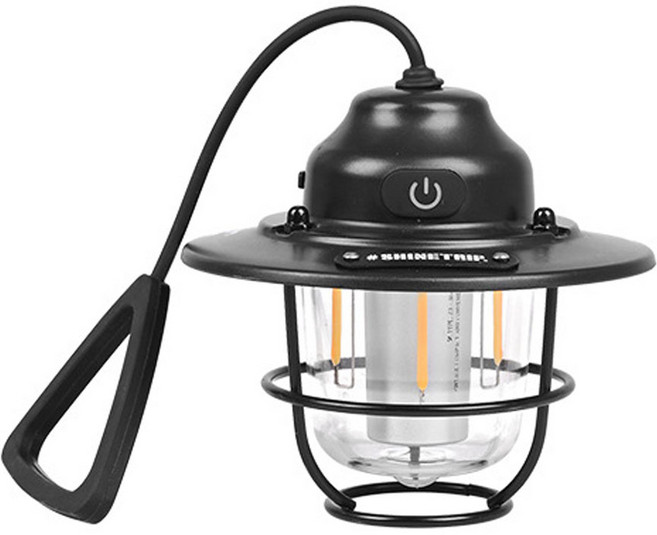 브리즈피크 에디슨 캠핑 랜턴 LED 충전식 라이트 빈티지 호롱불 에디슨 램프 실내등 전등, A473, 1개, 블랙