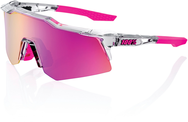 100% 백퍼센트 스피드크래프트 XS SPEEDCRAFT XS 자전거 러닝 고글 (옵션선택), 트랜슬러센트 그레이 - 퍼플 멀티레이어 미러, 1개