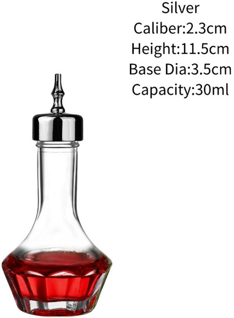 액세서리 스테인레스 비터 칵테일 탑 병 바 스틸 유리 빈티지 디자인 전문 대시 도구, M1 silver 30ml, 1개