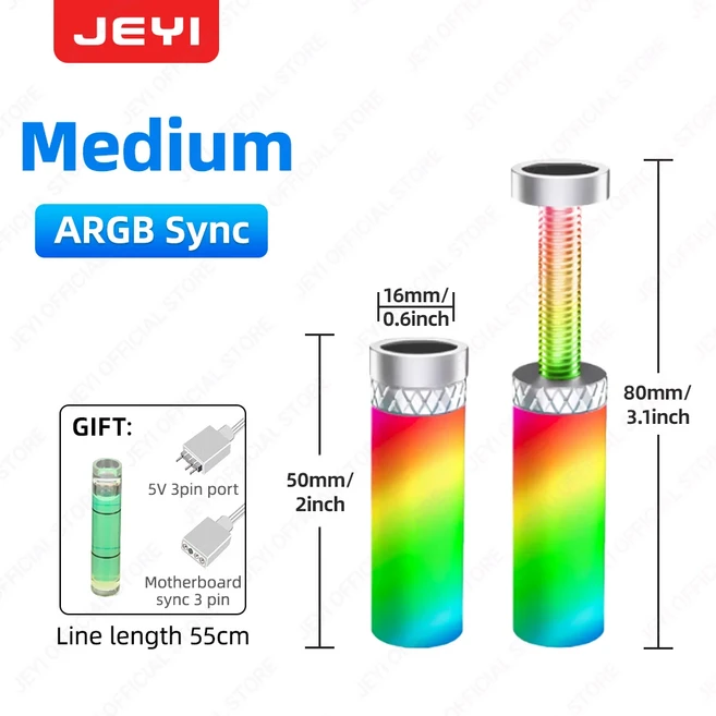JEYI ARGB GPU 브래킷 - 단단한 플라스틱 처짐 방지 디자인 조절 데스크탑 컴퓨터 케이스용 5kg 헤비 듀티, 09 Medium ARGB Sync