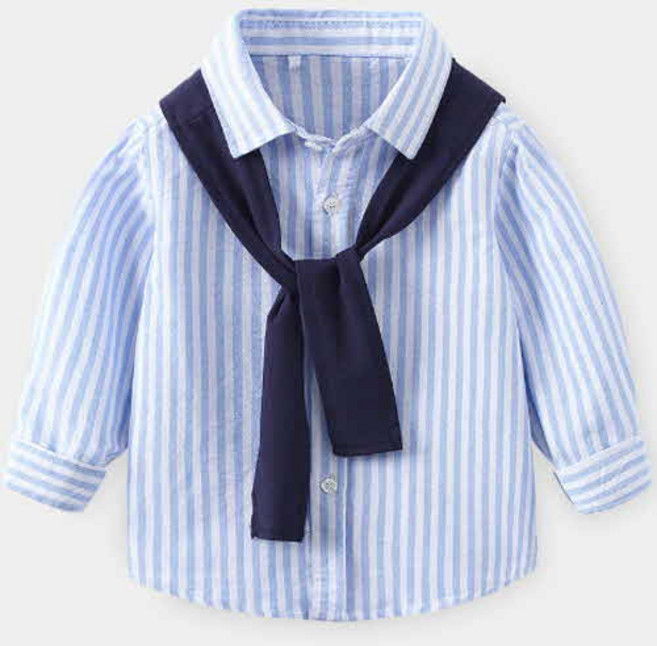 페이크니트숄줄셔츠 유아동 남방 아동 남아 여아 긴팔 면셔츠 봄가을 키즈 데일리룩