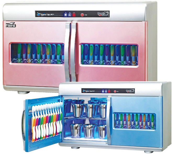 하인스 칫솔소독기 36개용 벽걸이형 UV 살균기 HGS-DT936, 핑크