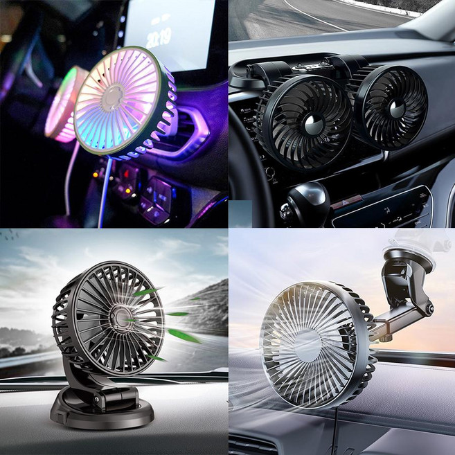 BEST 차량용 선풍기 7종, 1. 리예 LED 차량용 송풍구 USB 선풍기[블랙]