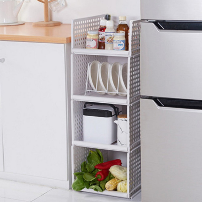 플라스틱 서랍장 다층 침실 옷가지 보관함 화이트 구멍 패턴 적층식 수납박스, 접이식 멀티수납박스 대형, 1개