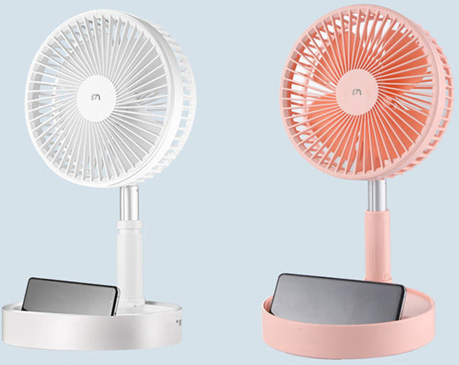 접이식 7단계 높이조절 폴딩 써클팬 프라이스몬 (리모콘 포함), 코랄핑크