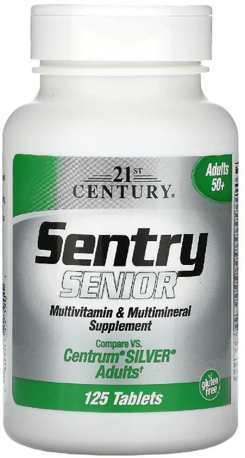 21st Century (21세기 센트리) Sentry Senior 종합비타민 및 종합미네랄 보충제 50세 이상 성인용 125정, 1 - 쿠팡