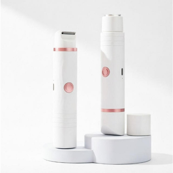 脫毛器女士比基尼雙頭剃毛器私處陰毛修剪器電動刮毛刀脫毛儀, 1個, 珍珠白