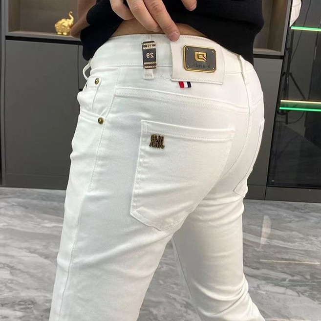 춘게엘 여름 화이트 청바지 남성 캐주얼 슬림핏 진 487호 CcGY2L