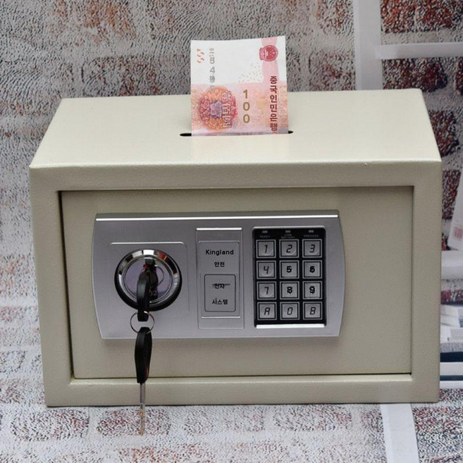 지폐투입금고 보관함 투입식 잠금 돈통 세이프티박스, 오프 화이트