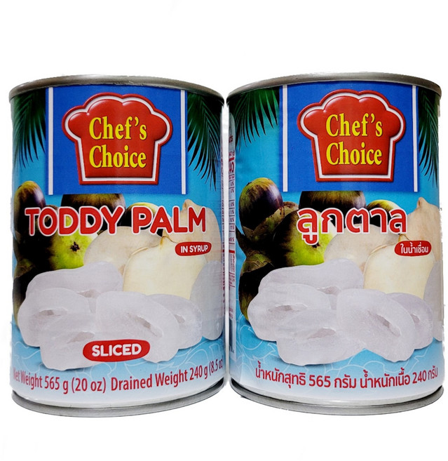 TODDY PARM IN SYRUP 토디팜 시럽 HAT DAC 야자나무 열매 열대과일 디저트 통조림, 565g, 2개