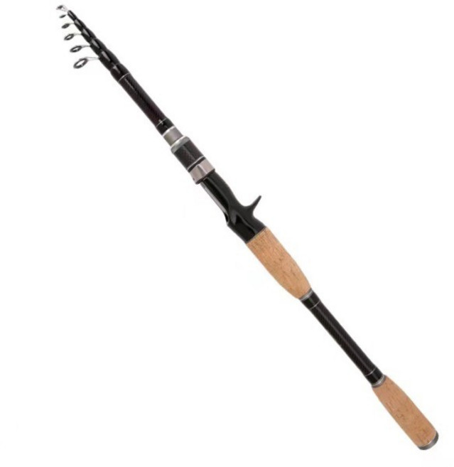 碳素伸縮路亞竿 槍柄直柄 遠投魚竿 M調, 新款仿木紋槍柄,2.7