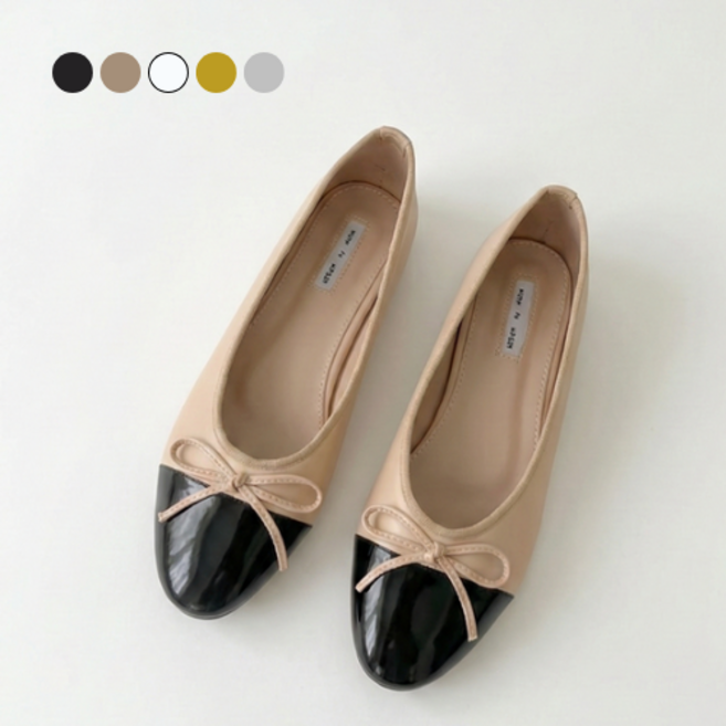 페조 여성 리본 플랫슈즈 배색 캡토 베이직 PZSL-KA-K5202