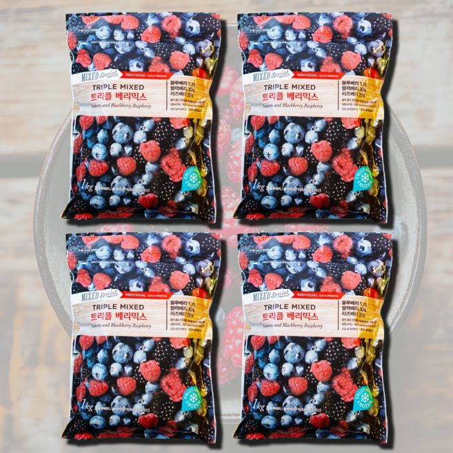 팜앤푸드 냉동 트리플베리믹스, 4개, 1kg