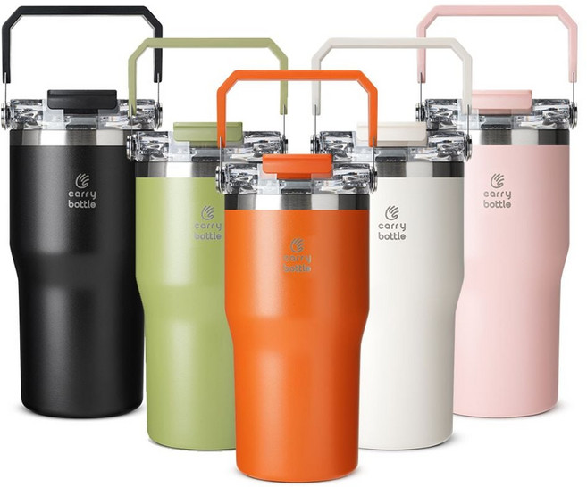 캐리보틀 듀얼플로우 탑핸들 빨대텀블러 630ml kch*79749lR, 올리브, 1개