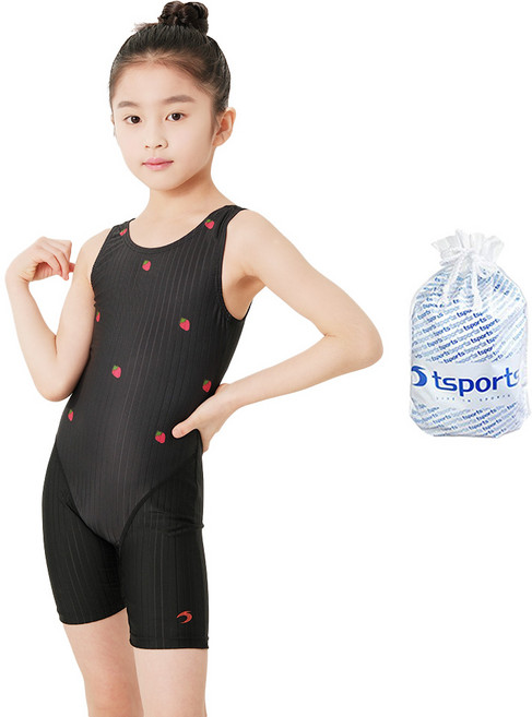 TS스포츠 여아수영복 반신 3부 원피스 여아동 어린이 주니어 초등학교 생존 수영복 SWEETY-딸기