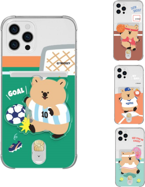 아이폰16프로 쿼카 야구 축구 농구 그립톡 스마트톡 카드 투명 젤리 케이스